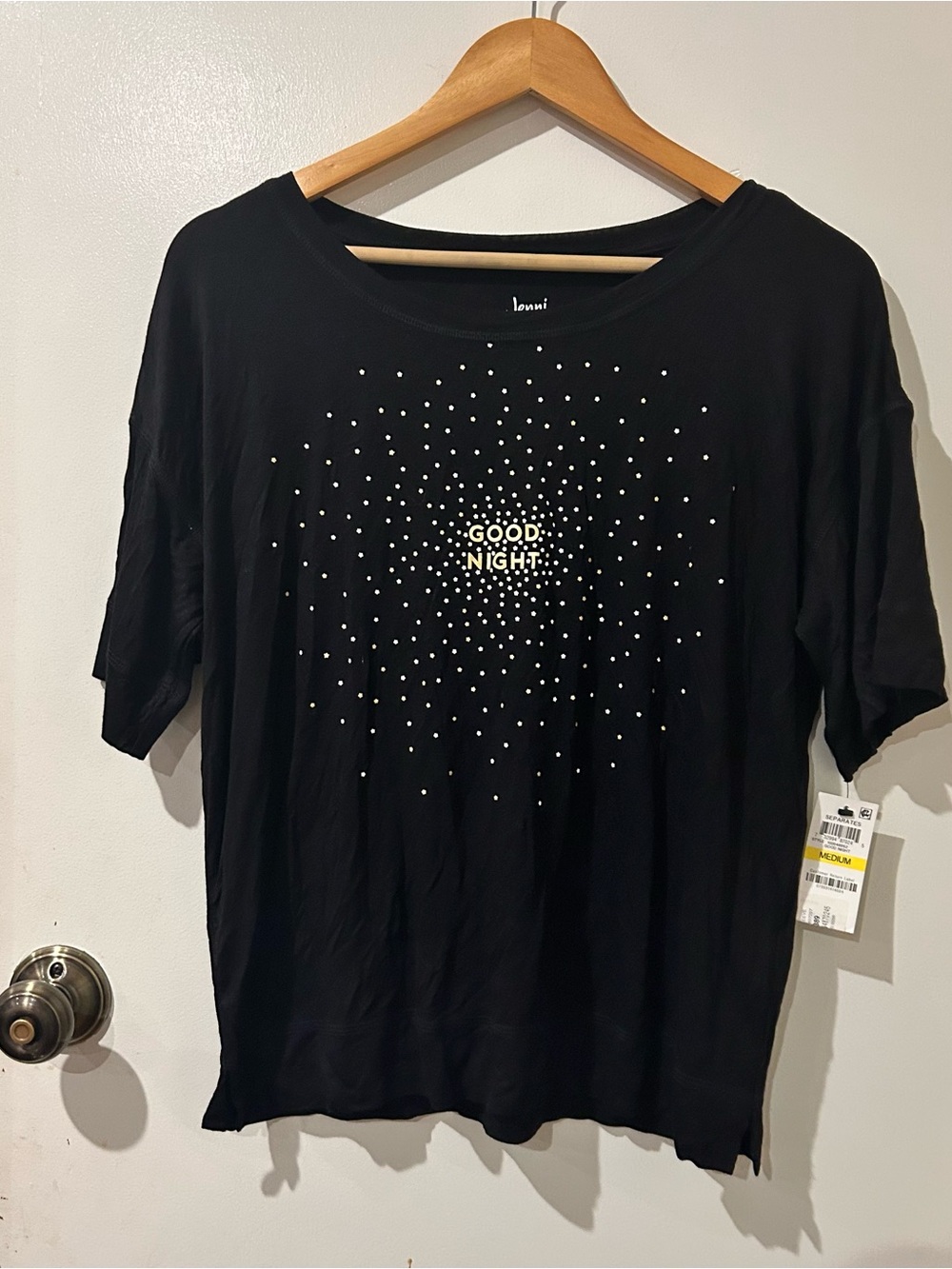 Jenni Black soft Short Sleeve 'Good Night' stars print  loungewearSleep Top M